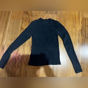 Brandy Melville Ribbed Black Long Sleeve Tee